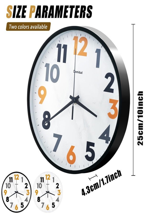 Oxmidud Wall Clock, 10'' Easy to Read Silent Non-Ticking Modern Wall Clocks for Bedroom, Living Room, Kitchen, Office, School Home Decor, Gifts for Christmas Birthday (Black) - Image 2